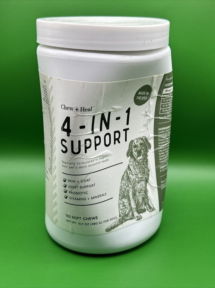 Chew + Heal All in 1 Dog Vitamin - 120 Soft Chew Treats Chewable Multivitam 2/25