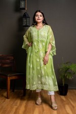 Indian Pakistani Ethnic Wear Lacknawi Chikankari on Georgette Chikan Work