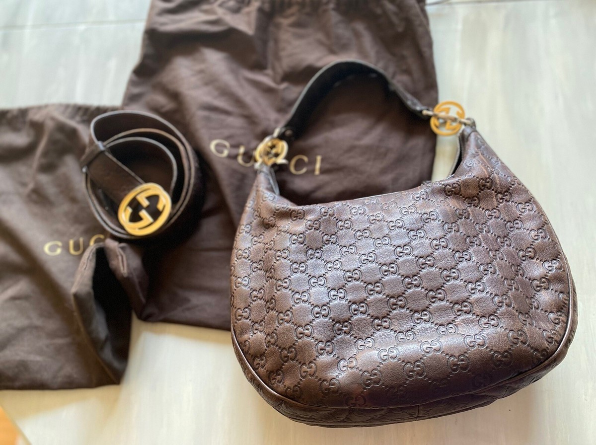 ?GUCCI  GUCCISSIMO  Dark Brown Leather  Beautiful Belt Size 95cm Gucci Guccissima Brown Leather Bag And Belt | eBay main image 4