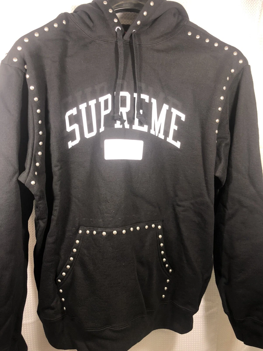 New Supreme Mens Studded Hooded Sweatshirt Black Size Large FW18