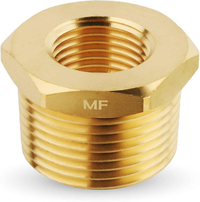 Brass 1'' Male NPT to 1/2'' Female NPT Adapter Reducer Hex Bushing (Thread OD1.27''
