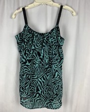 Nicole Miller Size M Womens Blue  Black Sleeveless Spaghetti Strap Shirt