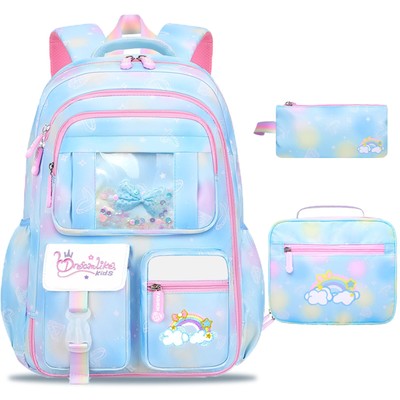 3PCS SET Kids Backpacks For Girls Bookbag For Girls Backpack With Lunch Box &...