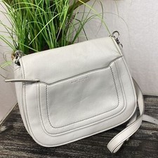 Marc Jacobs Gray Leather Crossbody Saddle Bag Handbag OS