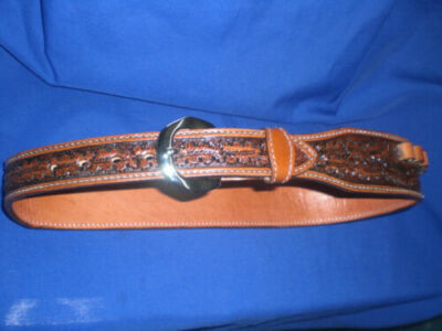 CUSTOM MADE RANCH HAND BELT WITH CARTRIDGE LOOPS BULLET LEATHER MARE LEG