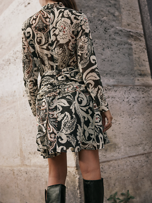 Zara Metallic Dress Silver Zara Short Printed Dress With Metallic Thread  Size XL Ref 8927/248