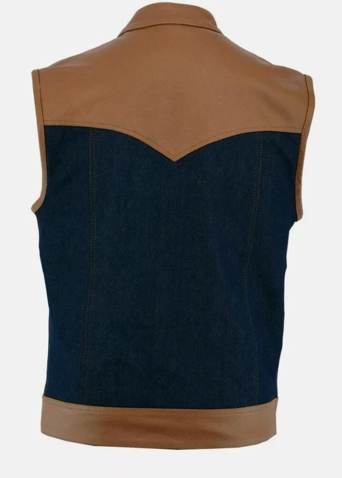 Men Native Style Western Cowboy suede Leather vest  Fringe & Beaded - Image 3 of 4