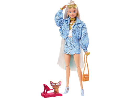 Mattel, lalka Barbie Extra - niebieska spódnica i kurtka, niebieska - Zdjęcie 1 z 3