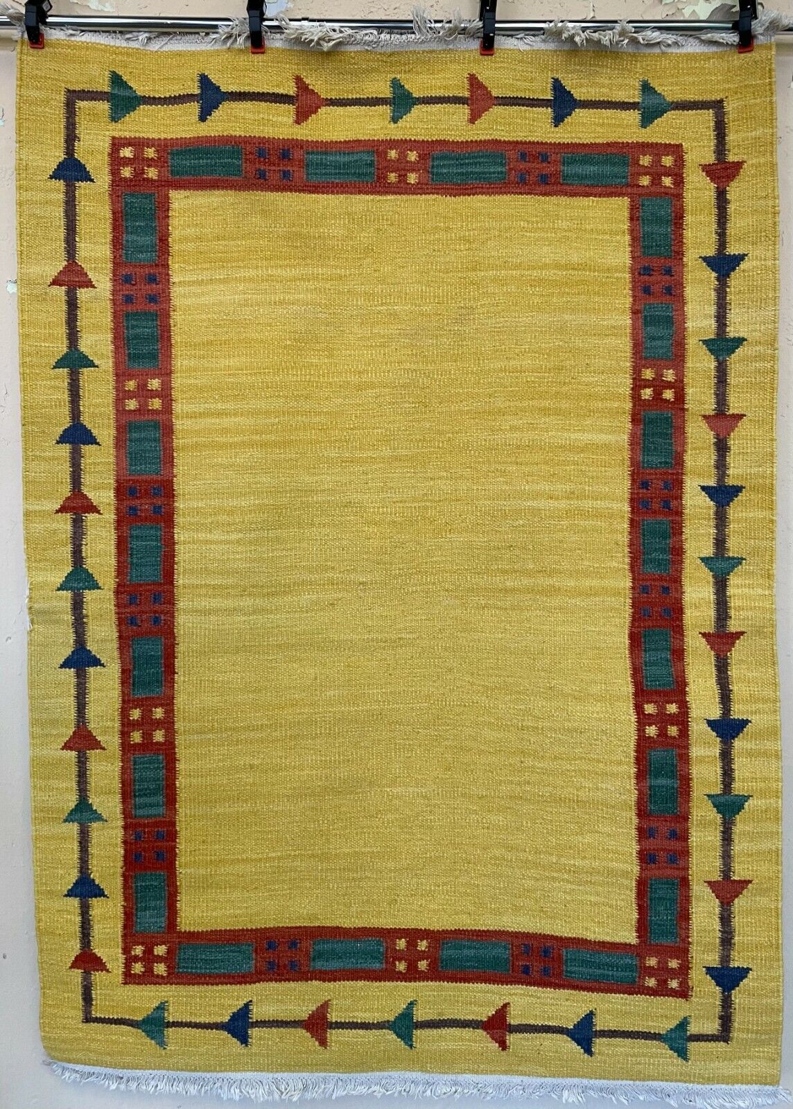 Vintage rollakan rug.Swedish Kilim Rug .1950-1960 (195 x 140cm / 76.7 x 55.1 in)