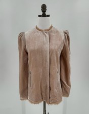 Love Shack Fancy Womens Pink Velvet Full Zip Long Sleeve Sienna Jacket Sz 00