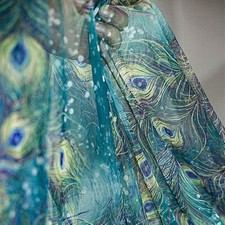 100x160cm Mesh Stoff Stoff Pfauenfeder Muster Kostüm Kleid Materialien