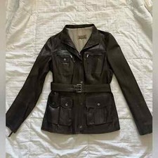Gimos Belted Leather Jacket Cargo 4 Pocket Jacket Size S Or M
