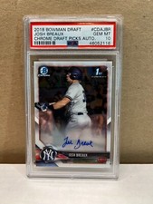 2018 Bowman Draft Chrome Auto Josh Breaux Yankees PSA 10