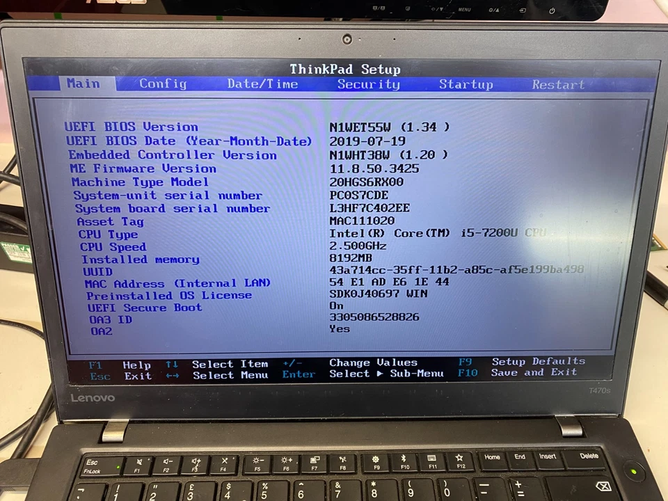 Lenovo T470S, I5-7300u 2.60ghz FOR PARTS (OFFERS WELCOME) - Image 4 of 4