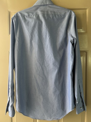 Camicia uomo Calvin Klein bottoni davanti 15 34/35 slim fit motivo geometrico blu - Foto 2 di 8