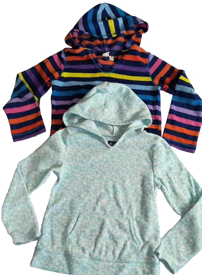 Conjunto de pulôveres com capuz Place Girls listrado multicolorido causal M(7/8) G001 - Imagem 2 de 4