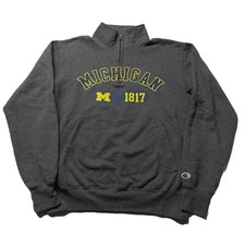 Champion Michigan Wolverines 1/4 Zip Sweatshirt Men’s Medium Gray NCAA College