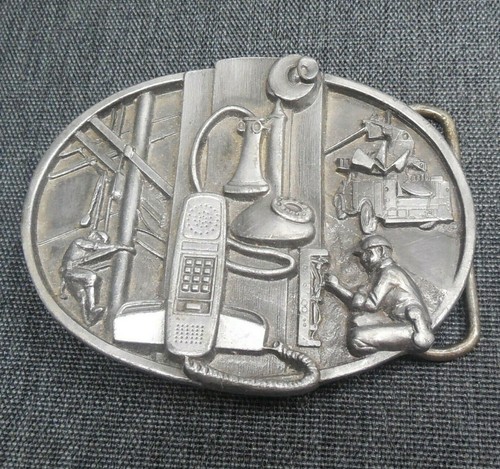 Belt Buckle Pewter Telephone Lineman Workers Vintage 1988 Siskiyou - Picture 2 of 7