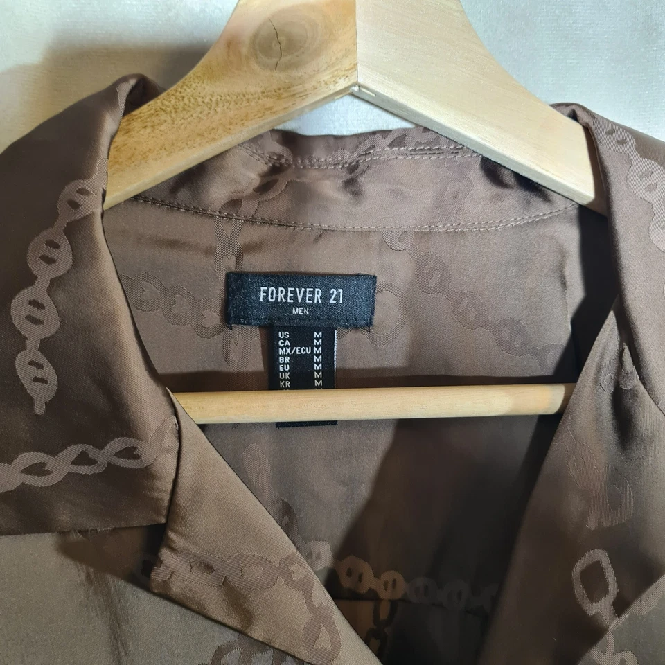 Forever 21 Camisa Hombre Manga Larga Marrón Talla M Foto 4 de 4