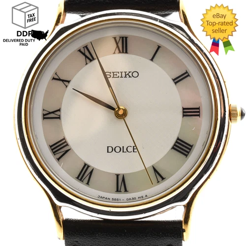 Vintage [Exc+5] Seiko Dolce 5E61-0A20 White Dial Men's Quartz Watch JAPAN 17.5cm