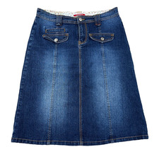 Vintage Unionbay Skirt Women 7 Denim Jean Midi Dark Wash School Girl Y2K 29" W