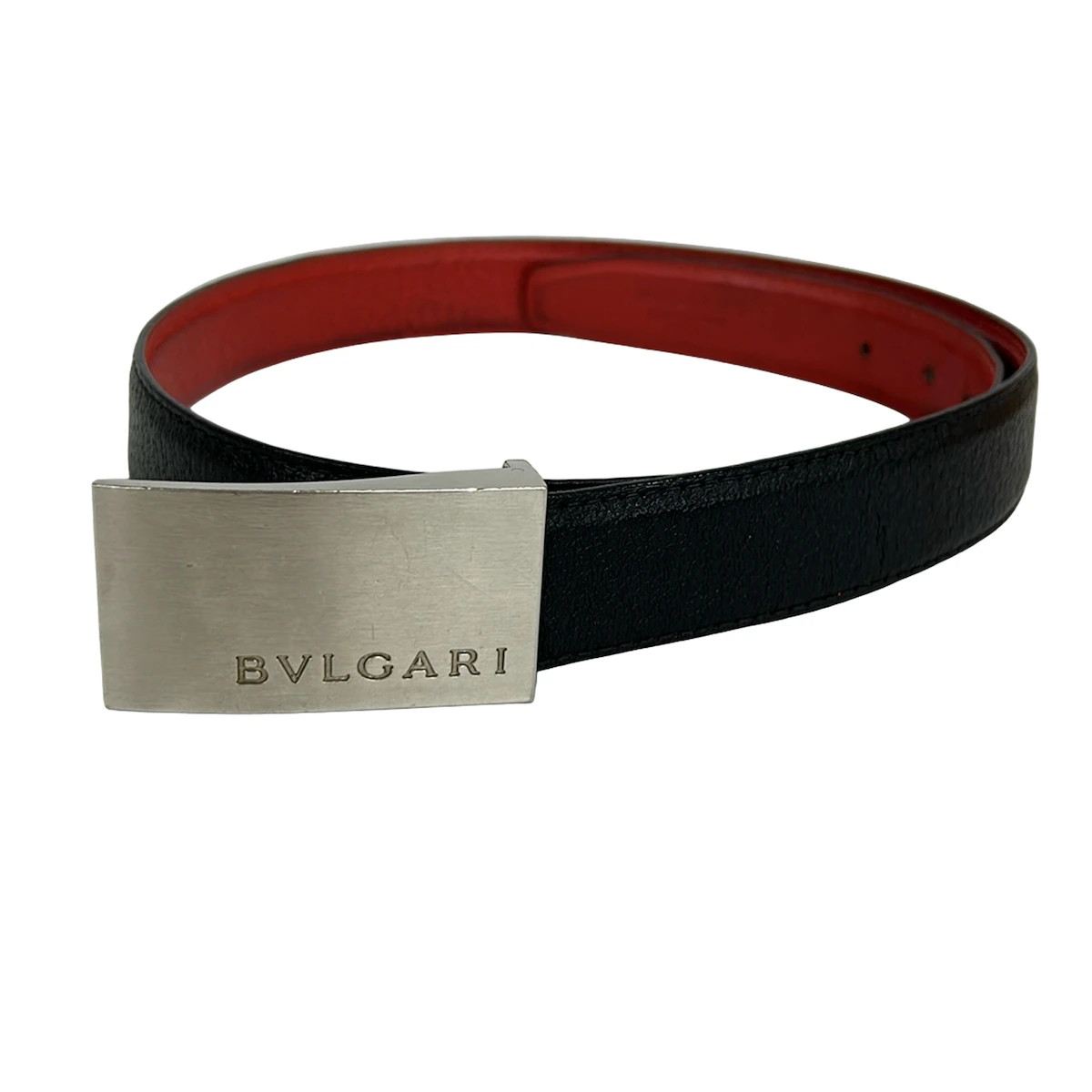 BVLGARI Black Red Silver Leather Hardware Belt | eBay display picture 2