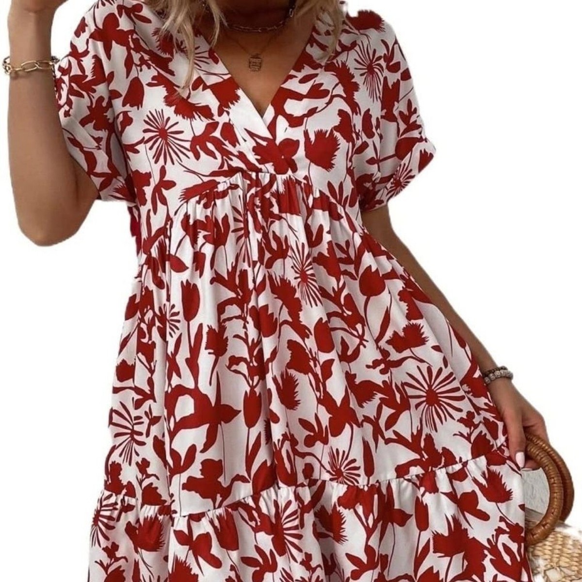 red and white boho dress Floral Mini – & Flowy Summer Style Size M (6) I spotted these adoarable