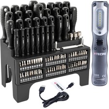 TECPO WERKSTATT SET SCHRAUBEN-DREHER IT SORTIMENT + AKKU HANDLAMPE 300 LUMEN