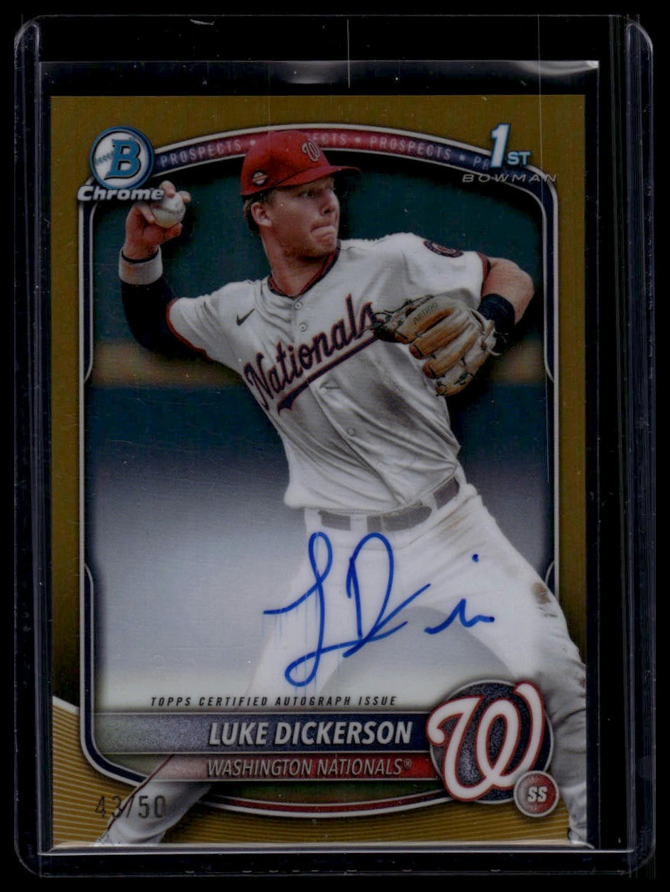Auto 2025 Bowman Chrome #CPA-LDI Luke Dickerson 1st Bowman Gold Auto /50