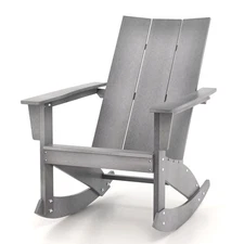 Set of 2 Adirondack Rocking Chair All Weather HDPE Rocker Grey Patio