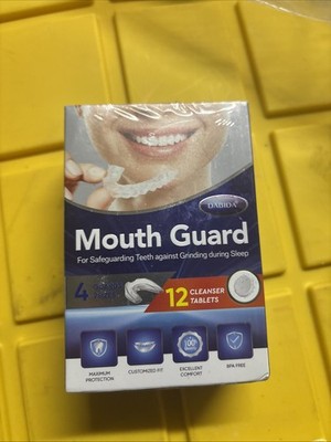 Dabida Mouth Guard, For Clenching Teeth At Night, 4 guards-2 sizes, 12 cleansers