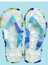 TUMBLED SEA GLASS FLIP FLOP MOSAIC ART