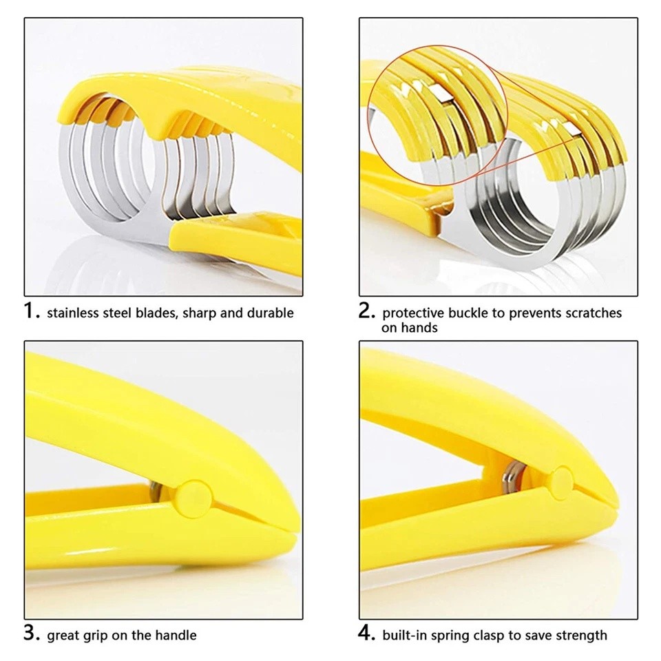 2Pcs Banana Slicer Fruit Knife Veggie Cutter Kitchen Bar Tool Stainless Steel