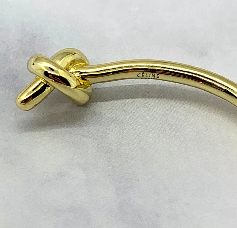 Auth CELINE Knot Gold Tone Cuff Bracelet - Pre owned / LV5667 - Image 3 of 4