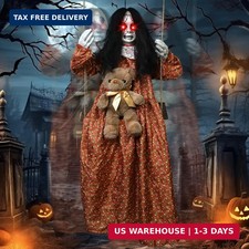 3.9 Ft Halloween Decorations Animatronics Hanging Swinging Girl with Creepy Soun