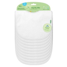10 Pack White Baby Bibs Super Soft Absorbent Waterproof Adjustable Closure 3-...