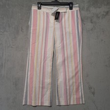 Express Size 6 Design Studio Editor Crop Pants Pink Stripe Straight Leg