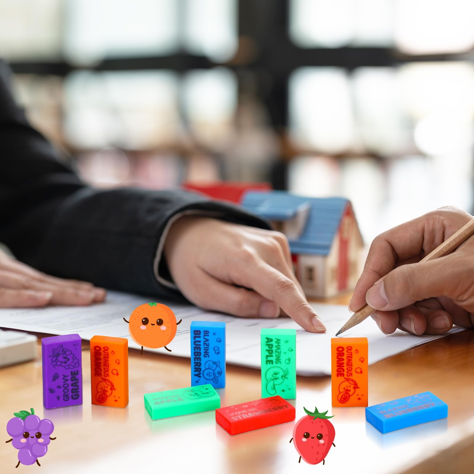 100 Pcs Fruit Scented Erasers Bulk Fun Assortment Erasers Gifts for Teacher R...