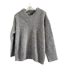 WILD FABLE NWT Heather Gray Cable Knit Long Sleeve V Neck Sweater X-SMALL