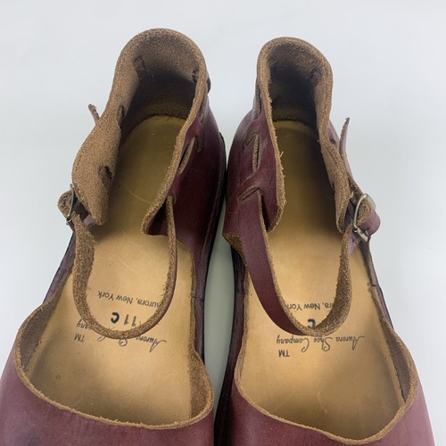 Aurora Shoe Company New Mexican Sandal Burgundy Leather Flat Buckle Womens 11 C - Picture 6 of 16