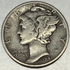 1943-P Mercury Dime 10c Good Circulated Condition 90% Silver US Coin - 3267