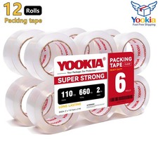 12 Rolls Shipping Packaging Box Packing Sealing Tape 2 mil 2" x 110 Yards 330FT