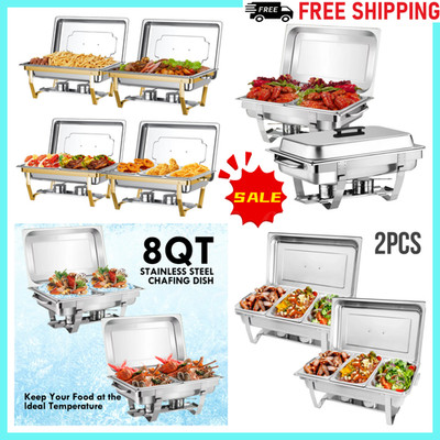 Stainless Steel Chafing Dish Buffet Set 8Qt Foldable Rect / 9Qt Square for Party