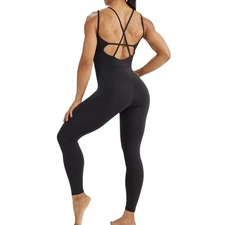 Lovesoft XS  Yoga Dancing Bodysuit Unitard Jumpsuit Black Strappy  NEW