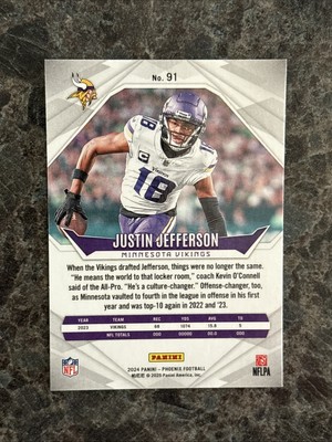 2024 PHOENIX #91 JUSTIN JEFFERSON BASE FOOTBALL CARD MINNESOTA