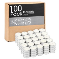 Unscented Tealight Candles - 100 Pack 4 Hours Smokeless White Small Tea Candl...