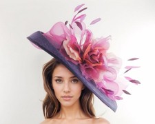 Aubergine Eggplant Plum Red Kentucky Derby Ascot Statement Fascinator Hatinator
