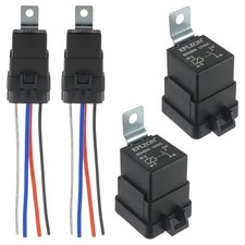 12V DC SPST Waterproof Relay Heavy Duty 14 AWG Tinned Copper 4 PIN 80/60 AMP