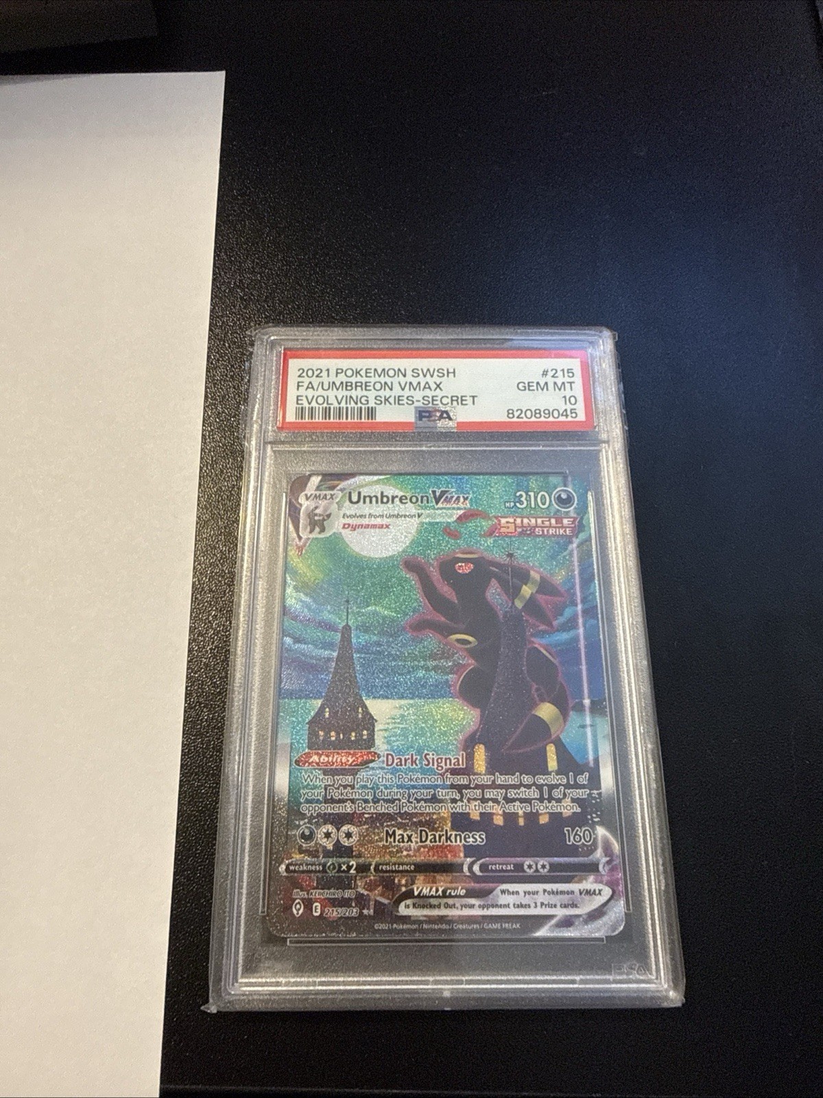 Umbreon VMAX (Alternate Art Secret) 215/203 SWSH07: Evolving Skies Holo PSA 10