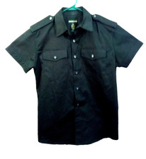 Inseam Men Uniform Shirt Midnight Black, Sz Med 100% Cotton Made in USA